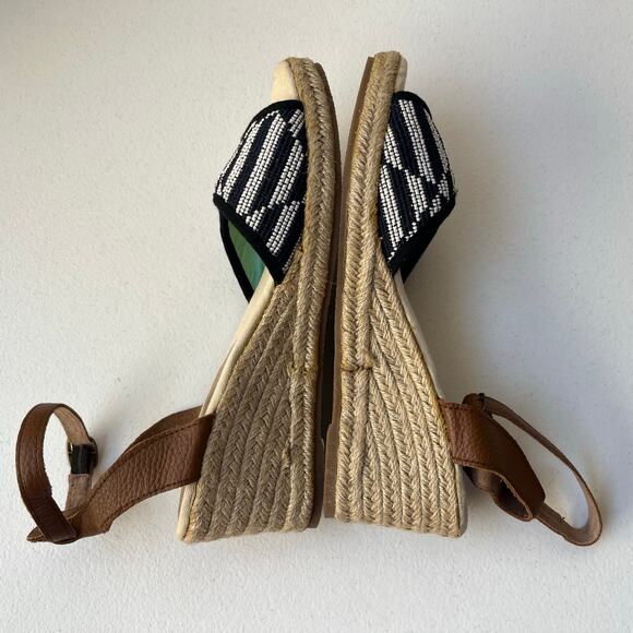 Soludos Woven Beaded Wedge Espadrille Sandals Open Toe Resortwear Navy Size 9 - Picture 7 of 13